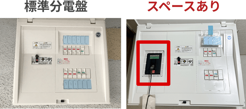 アンペアブレーカー（サービスブレーカー）のスペースあり