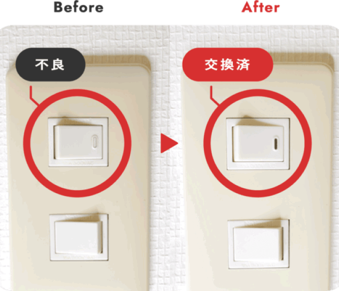故障したスイッチを新品へ取替える工事
